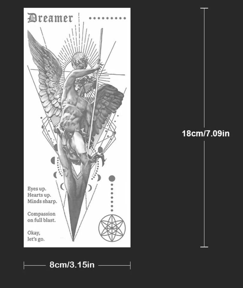 🕊️ Tatouage temporaire “Dreamer – L’Archange”. 16,90€