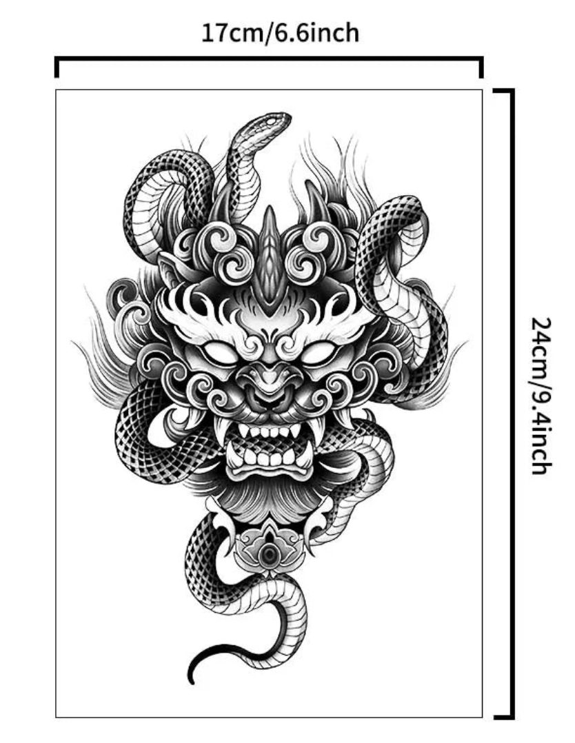 🐉 Tatouage temporaire “Oni Serpent”. 16,90€