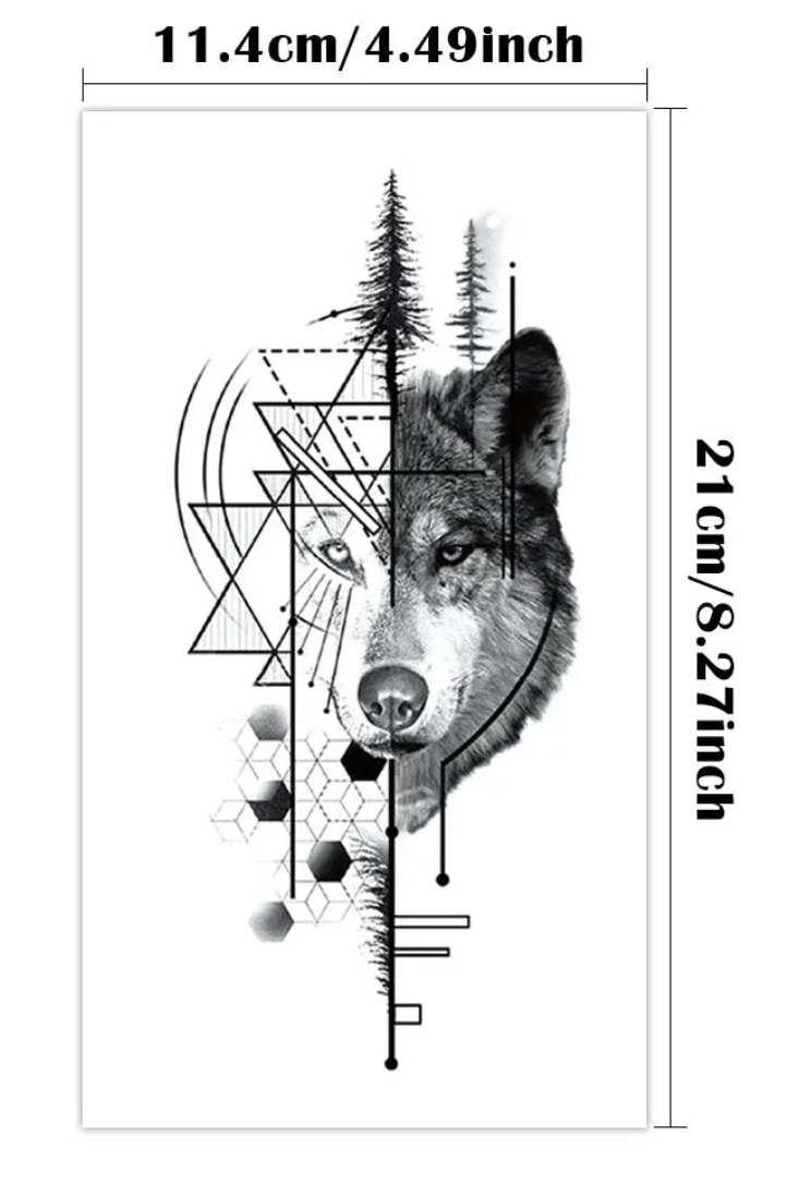 🐺 Tatouage temporaire “Loup Totem”.  16,90€