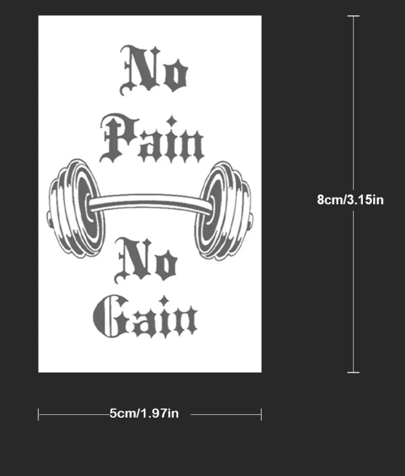 💪 Tatouage temporaire “No Pain No Gain”.  9,90€